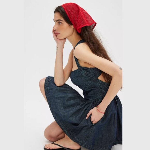 Free People Laurel Denim Mini Dress - SZ M - Picture 3 of 13